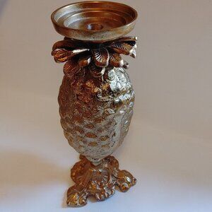 GOLDEN Pineapple Candle Holder Pillar Candle Holder HUGE 14.25" Tall